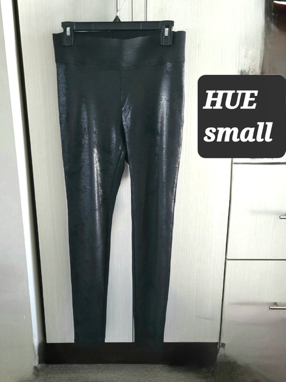 HUE Black Faux Leather Leggings